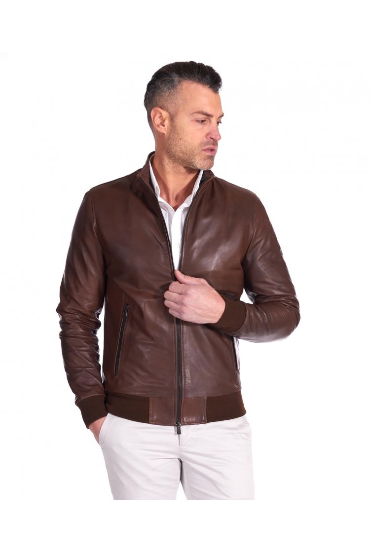 Braune bomber lederjacke...