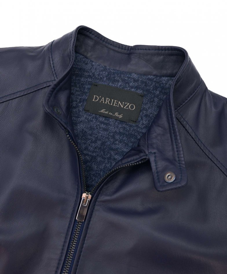 Blaue naturleder jacke biker...