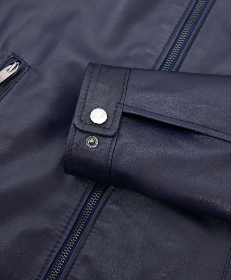 Blaue naturleder jacke biker...