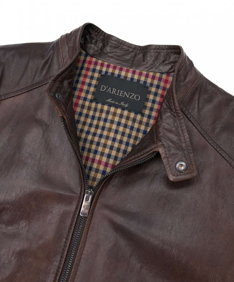Dunkelbraune biker lederjacke...