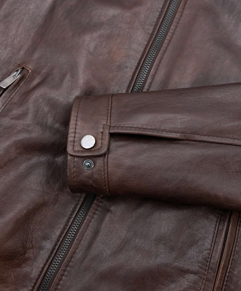 Dunkelbraune biker lederjacke...