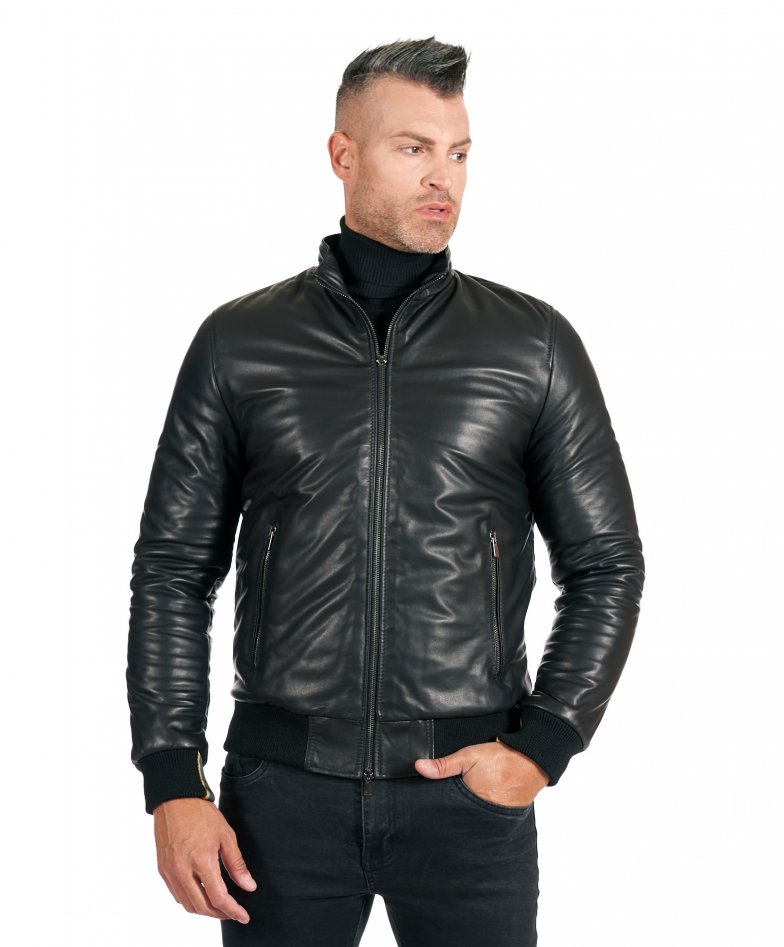 Bomberjacke schwarze natur-lederjacke...