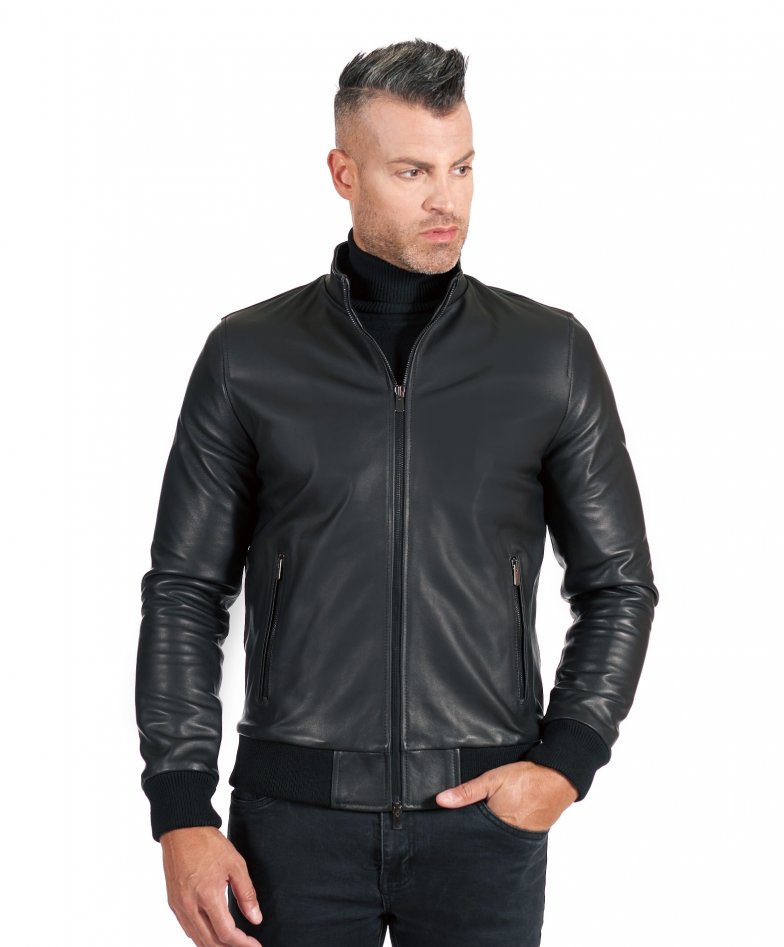 Bomberjacke schwarze lederjacke...