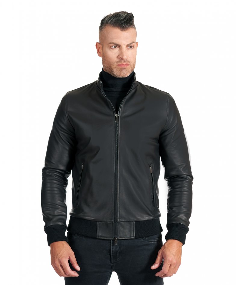 Bomberjacke schwarze lederjacke...