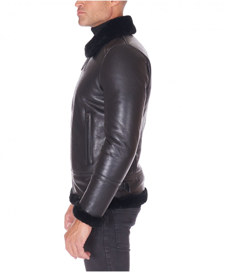 Schwarze lederjacke wildleder...