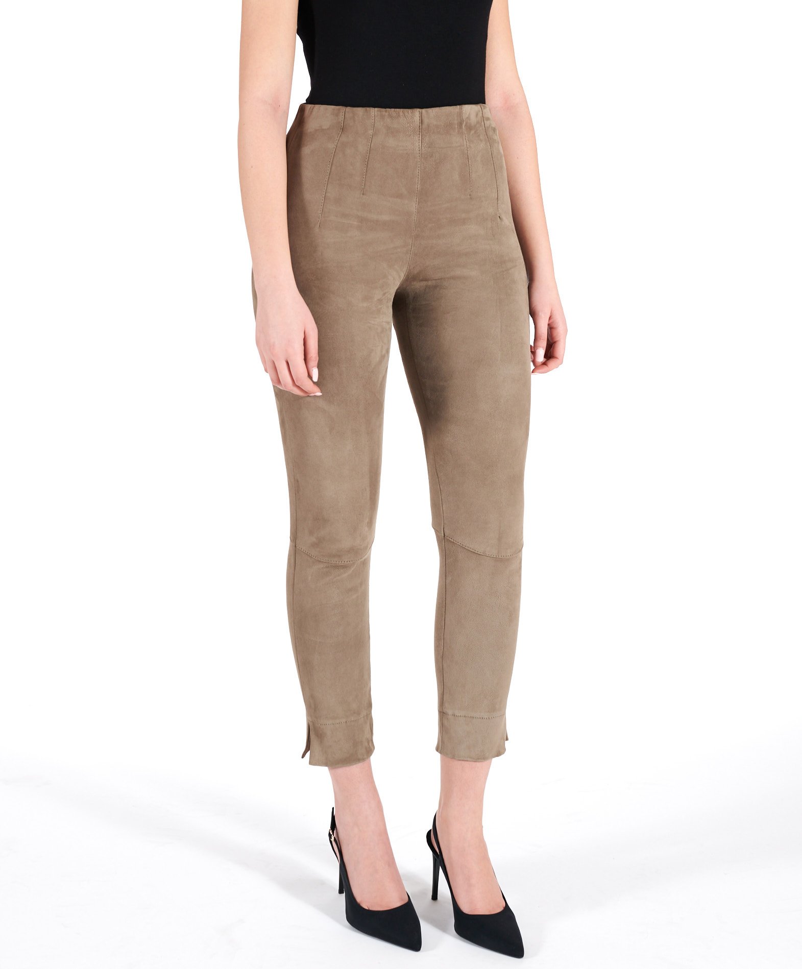 DROMe Damen Leder Leggings braun