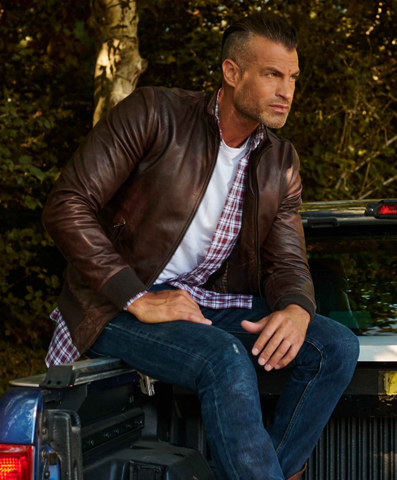 Bomber dunkelbraune lederjacke...