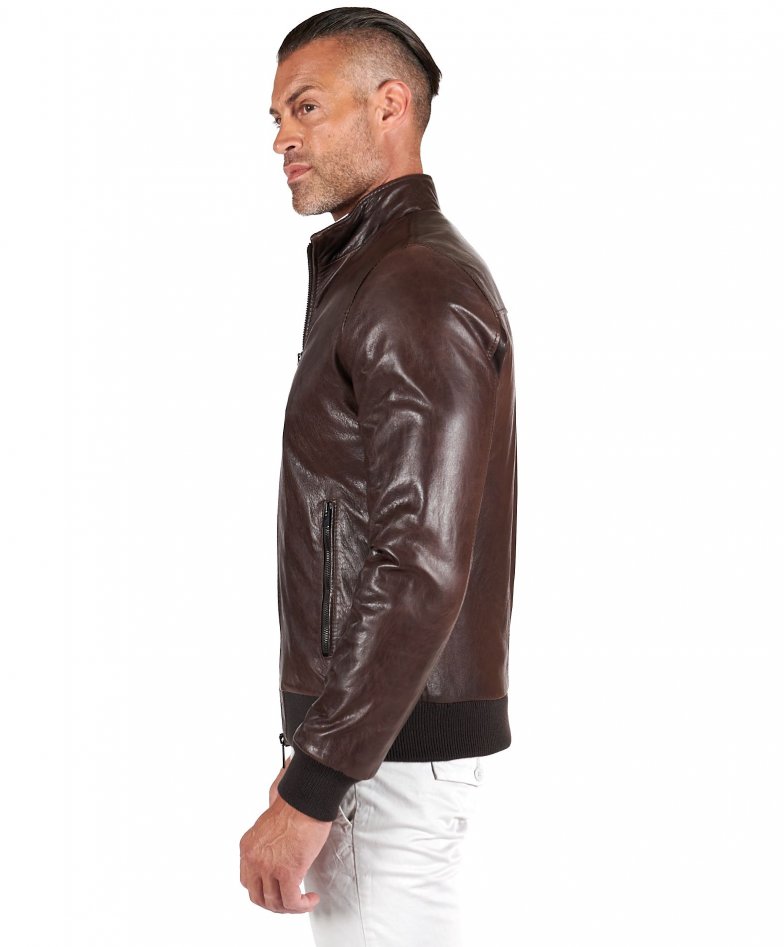 Bomber dunkelbraune lederjacke...