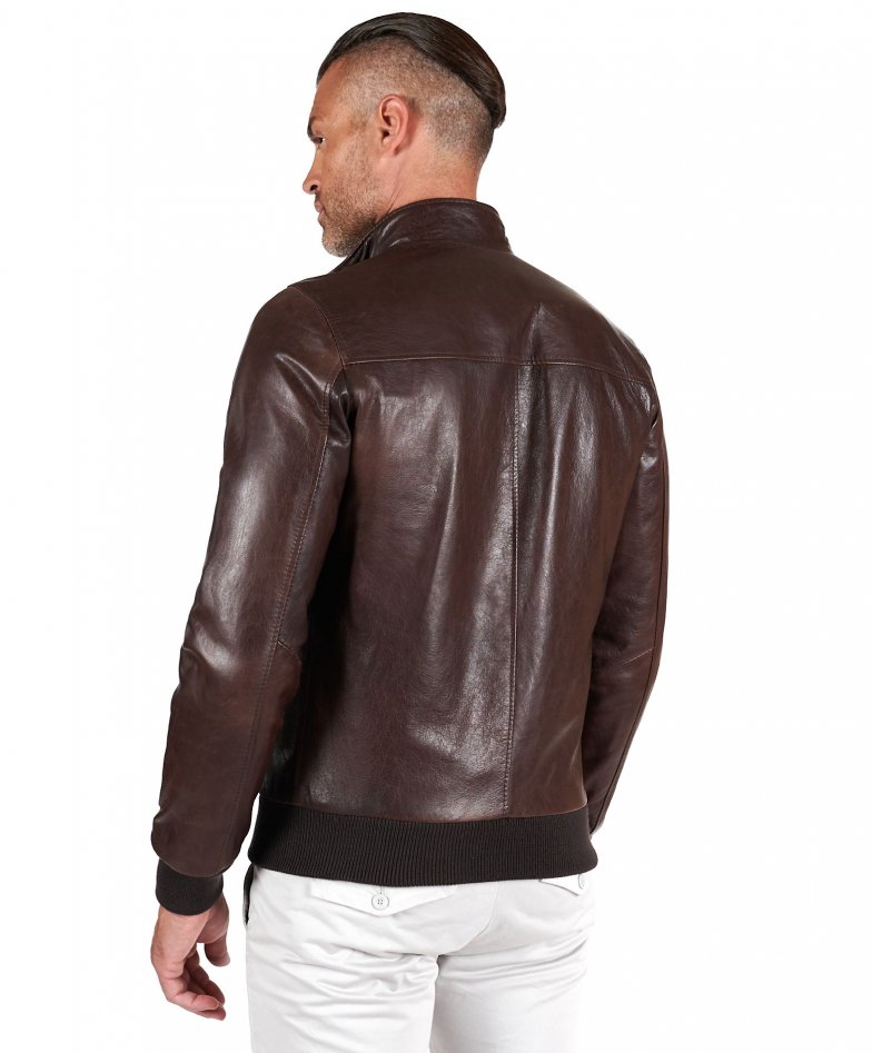 Bomber dunkelbraune lederjacke...