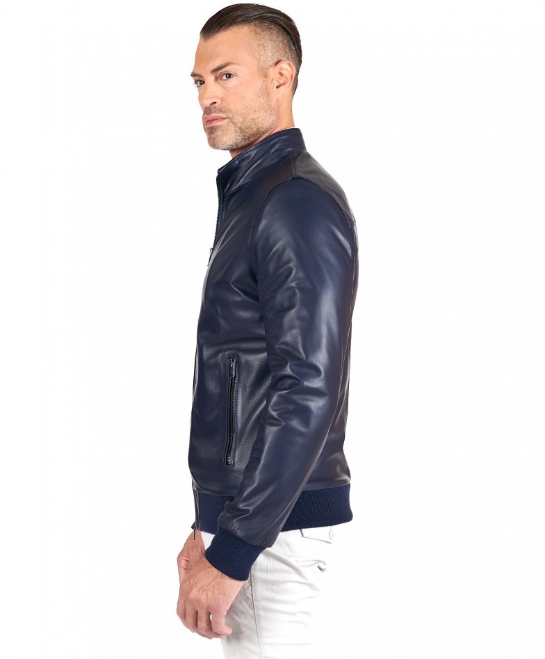 Blaue bomber lederjacke nappaleder...