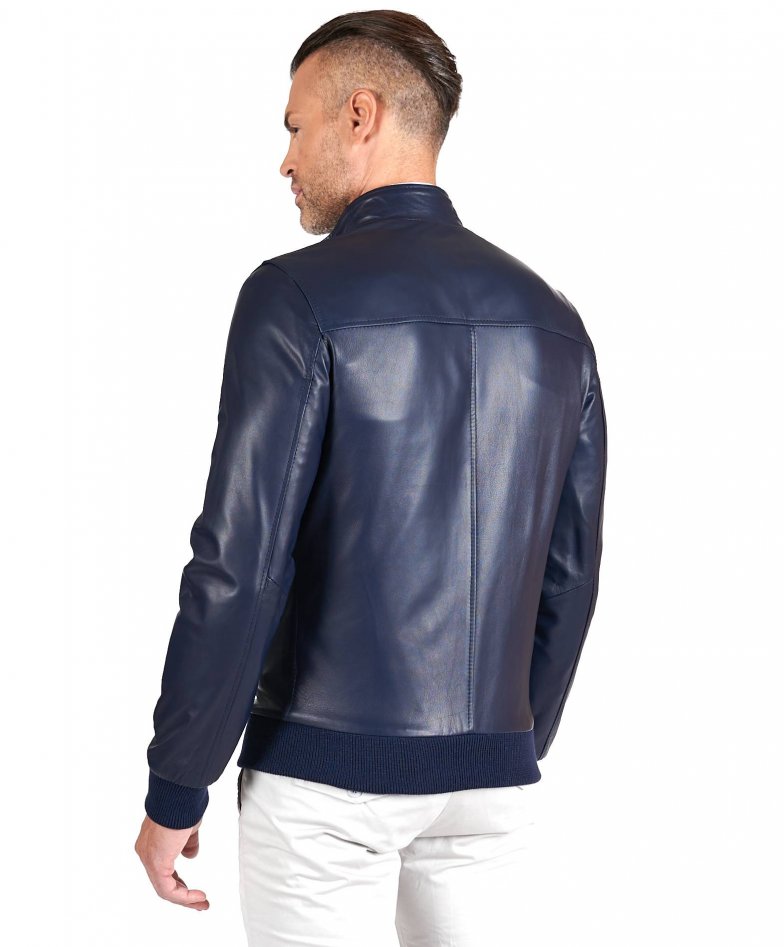 Blaue bomber lederjacke nappaleder...