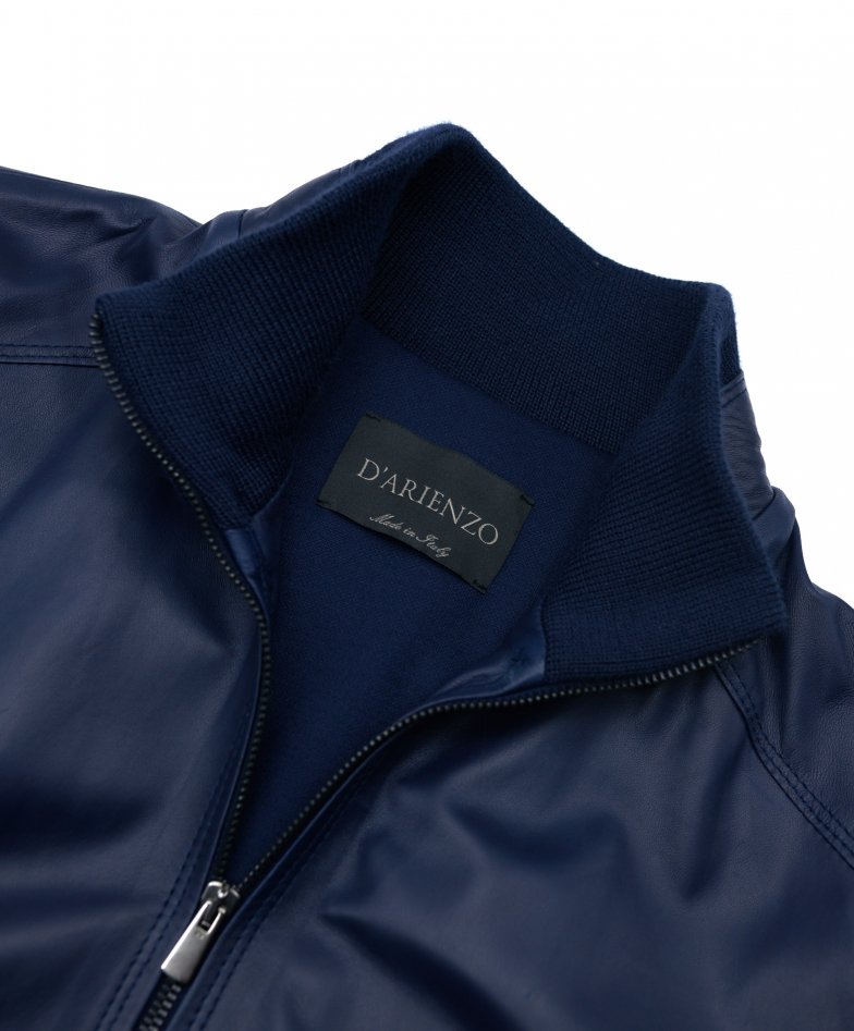 Blaue Bomberjacke nappaleder glatte...