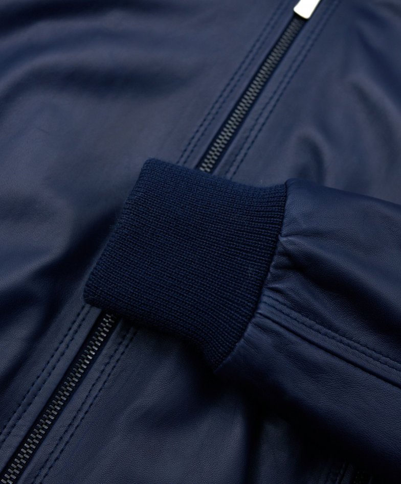 Blaue Bomberjacke nappaleder glatte...