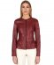 Giacca in pelle bordeaux con balze nappa effetto liscio