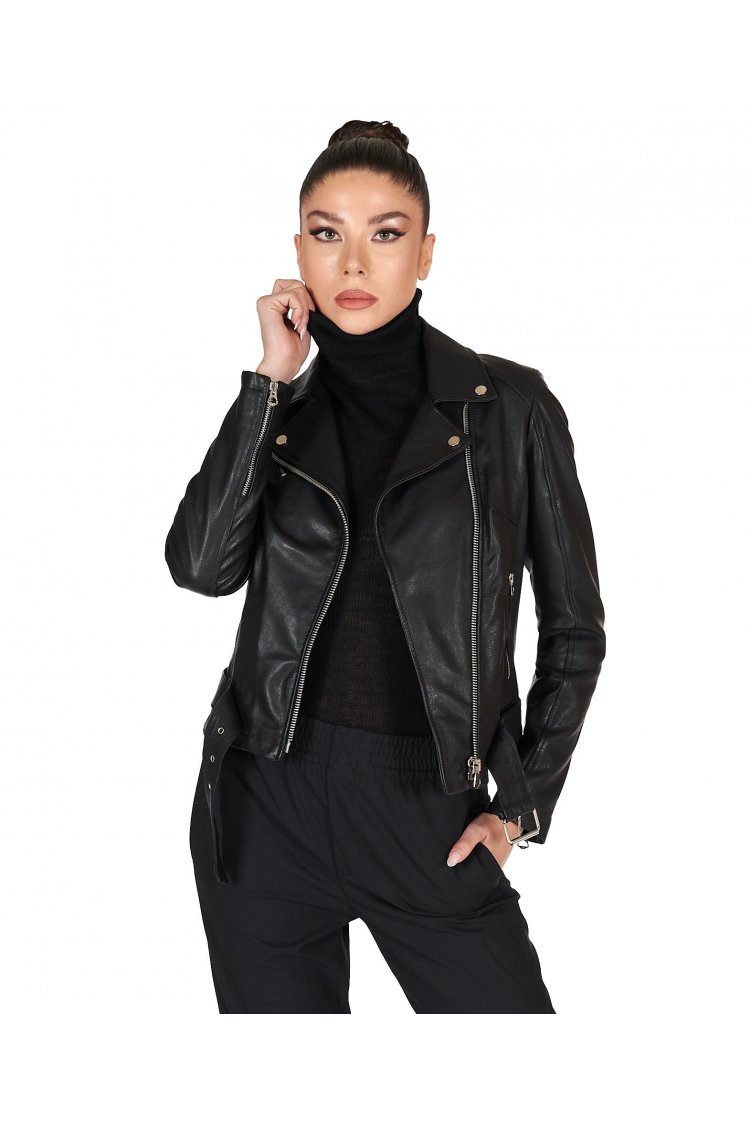 Schwarze Bikerjacke...