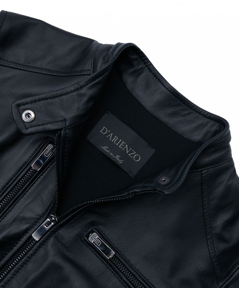 schwarze nappa lammlederjacke mit...