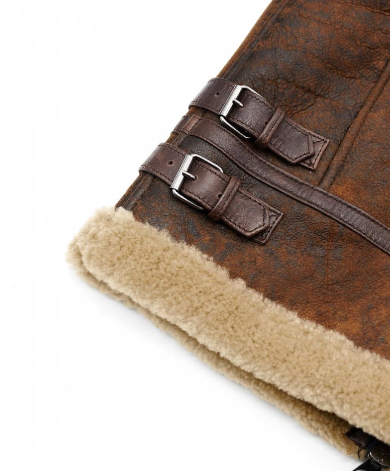 Dunkelbraune mutton leder biker-hemd...