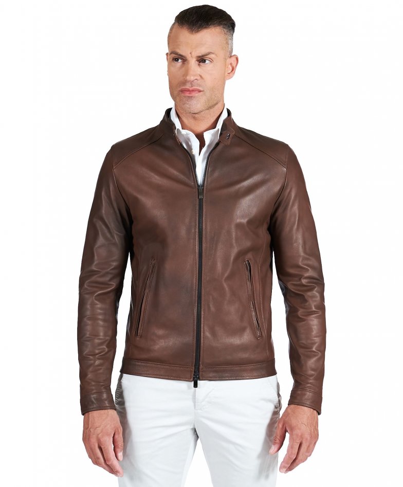 Braune lederjacke lammleder...