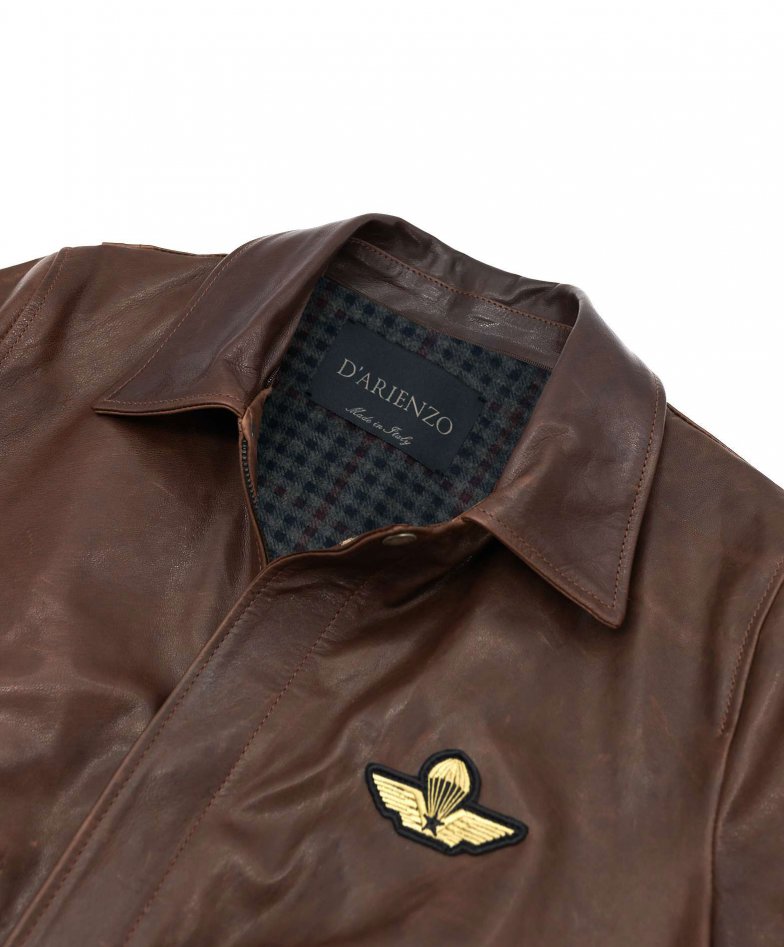 Dunkelbraune bomber lederjacke...