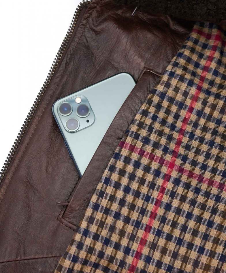 Dunkelbraune bomber lederjacke...