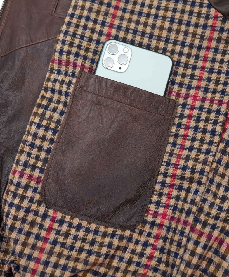 Dunkelbraune bomber lederjacke...