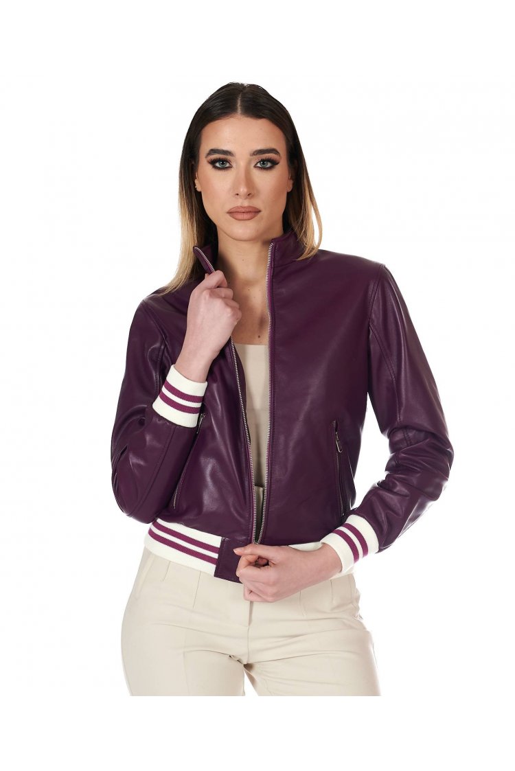 Violett bomberlederjacke...