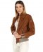 Bomber in pelle scamosciata cuoio e lana merinos