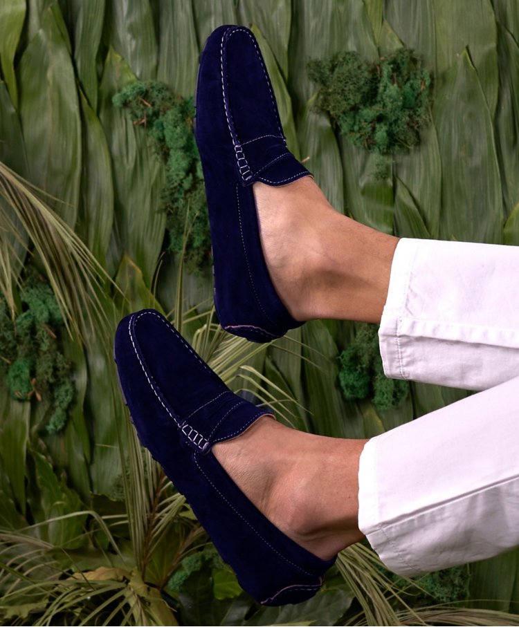 Blaue Wildleder Mokassin Schuh für Männer 
