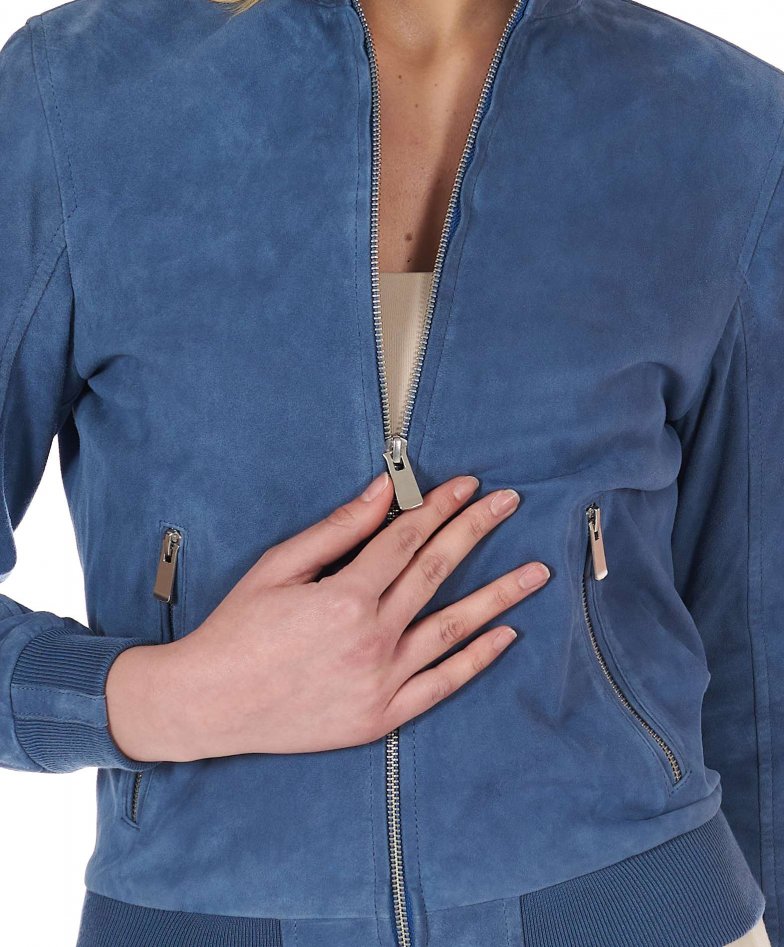 Blauedenim wildlederjacke bomberjacke...