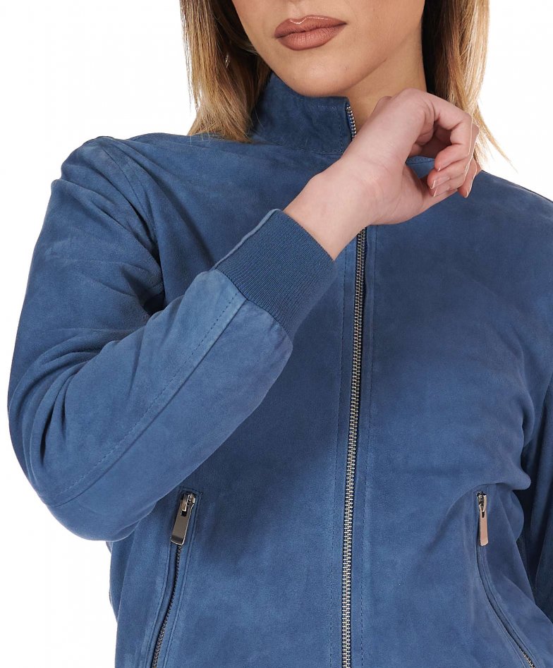 Blauedenim wildlederjacke bomberjacke...