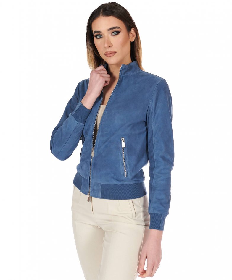 Blauedenim wildlederjacke bomberjacke...