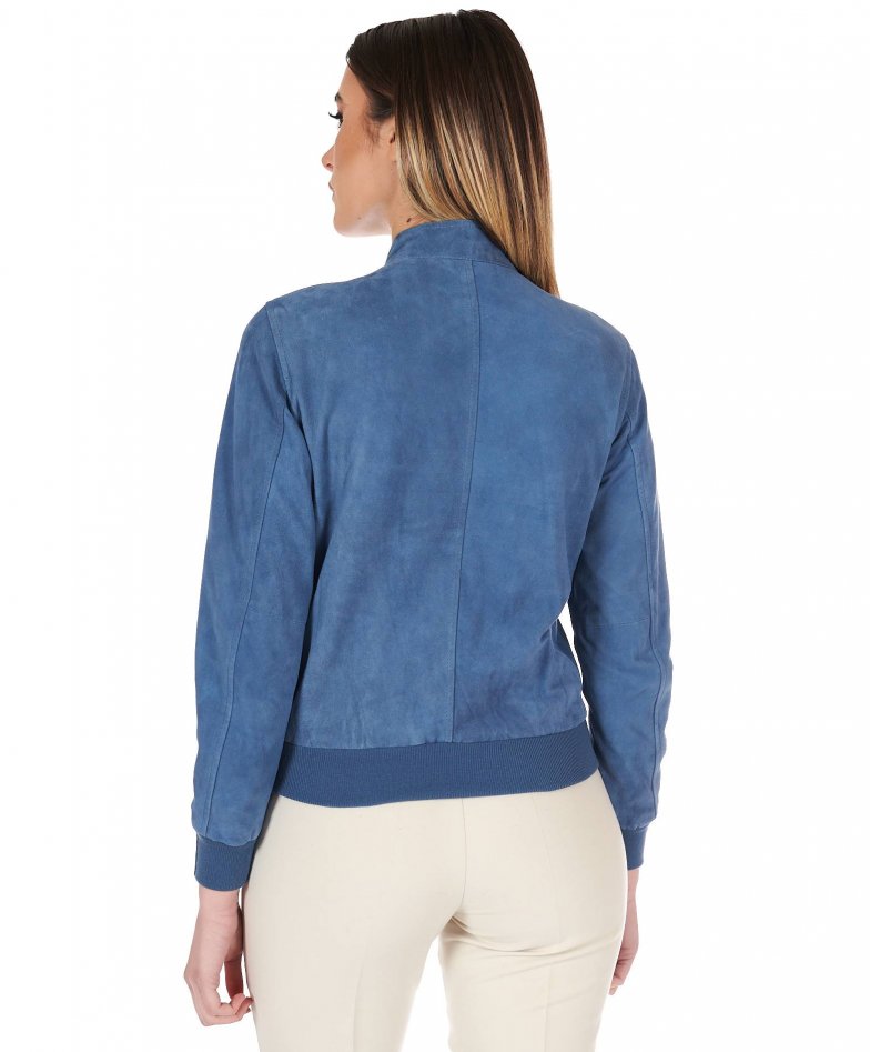 Blauedenim wildlederjacke bomberjacke...