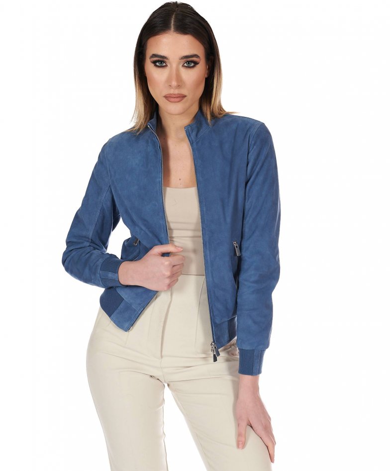 Blauedenim wildlederjacke bomberjacke...