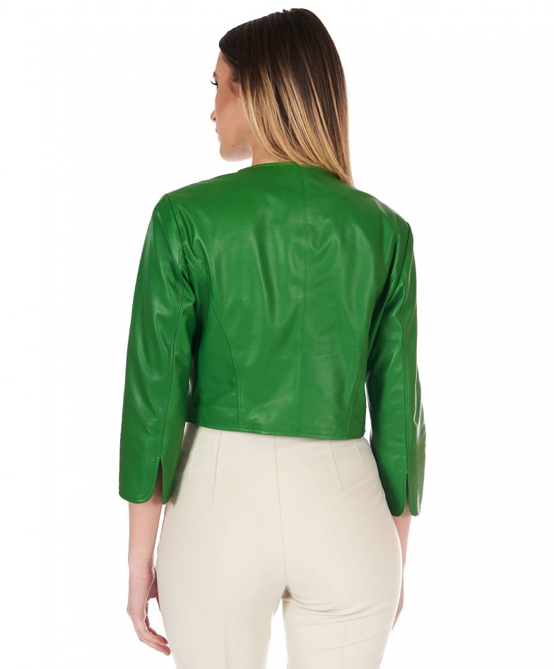Mintgrüne kurze jacke aus nappaleder...