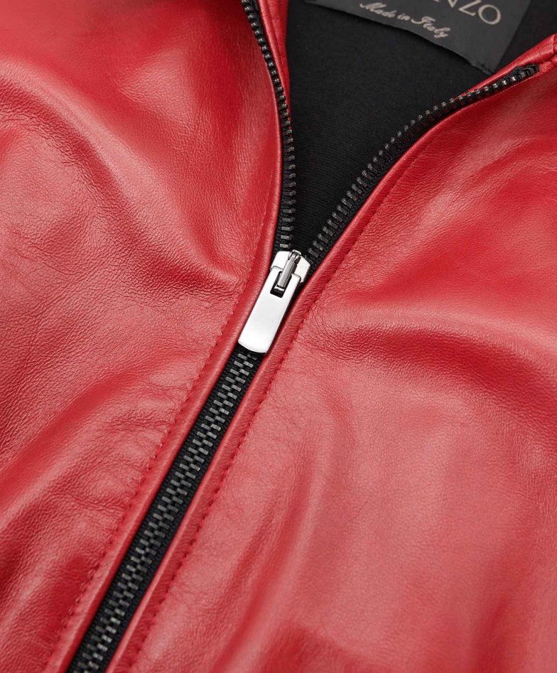 Rote bikerjacke nappaleder lammleder...