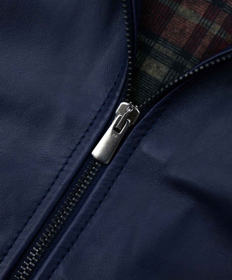 Blaue lederjacke bomberjacke beige...