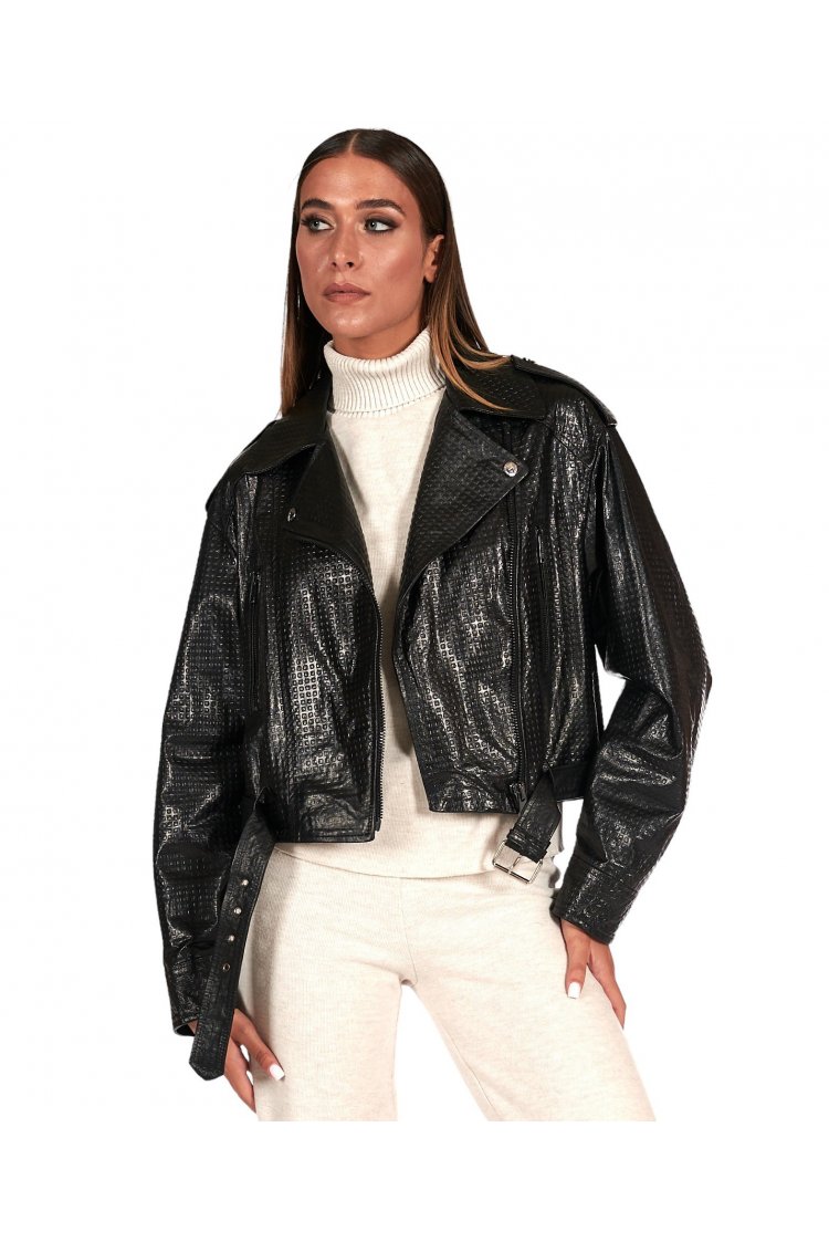 Oversize-bikerjacke aus...