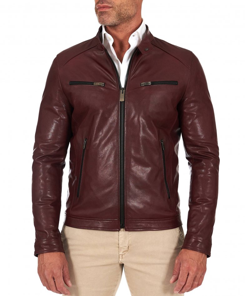 Burgunder Jacke aus Pflanzenleder mit...