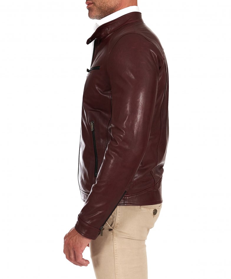 Burgunder Jacke aus Pflanzenleder mit...