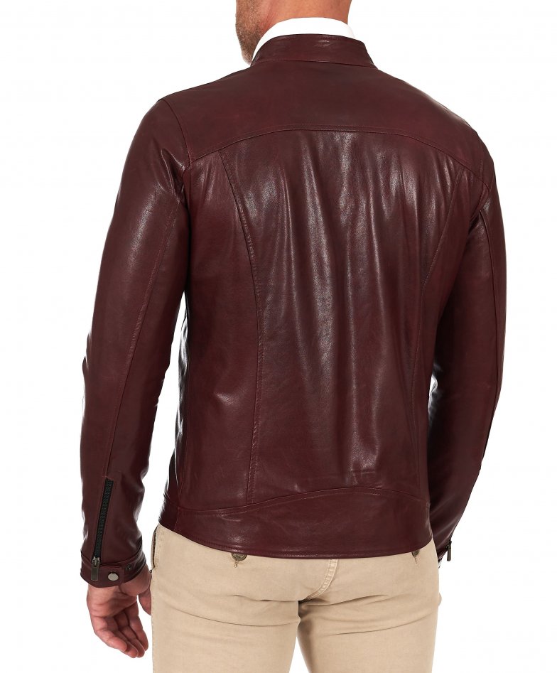 Burgunder Jacke aus Pflanzenleder mit...