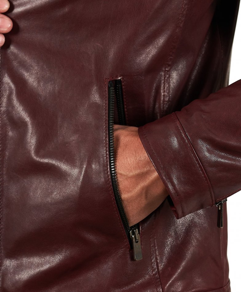 Burgunder Jacke aus Pflanzenleder mit...