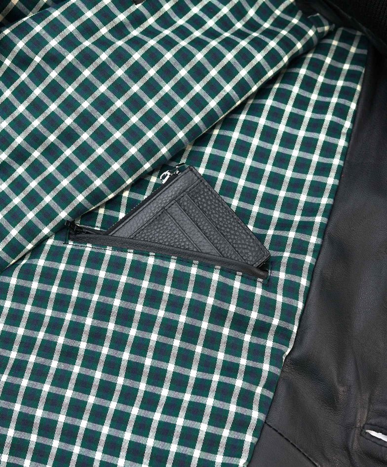 Schwarze bomber lederjacke mit...