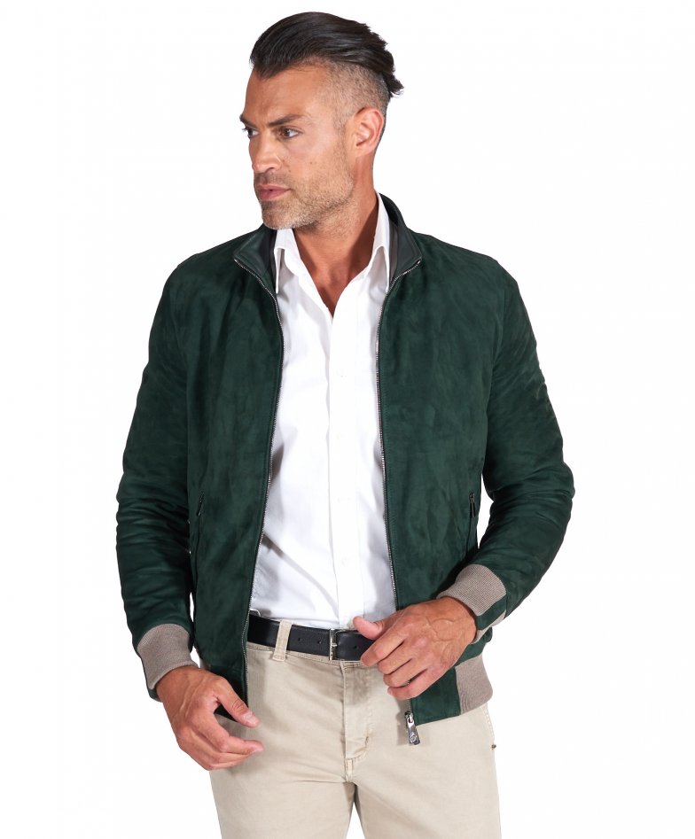 Grüne wildlederjacke bomberjacke...