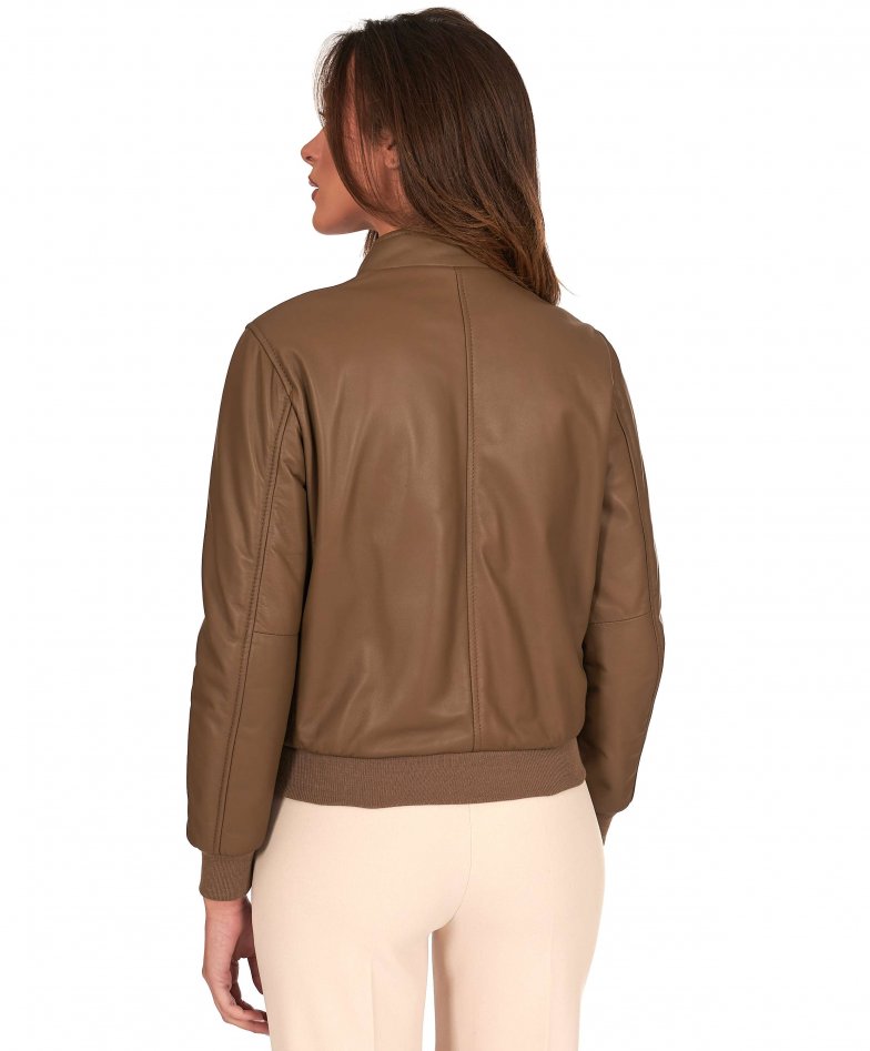 Taupe bomberlederjacke nappaleder...