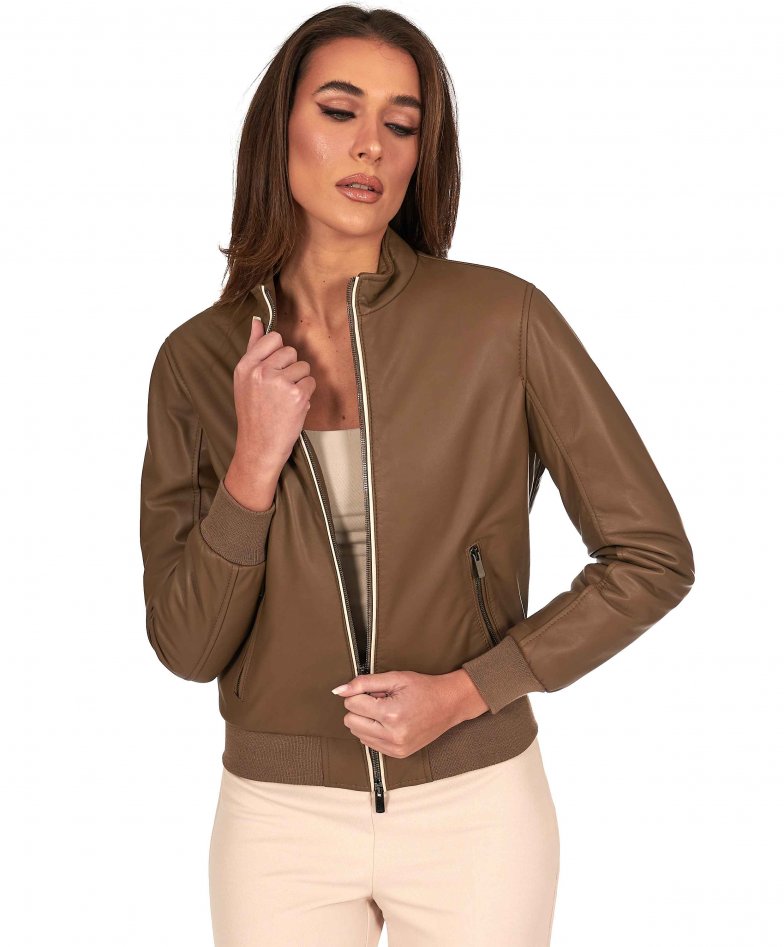 Taupe bomberlederjacke nappaleder...