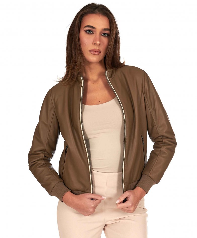 Taupe bomberlederjacke nappaleder...