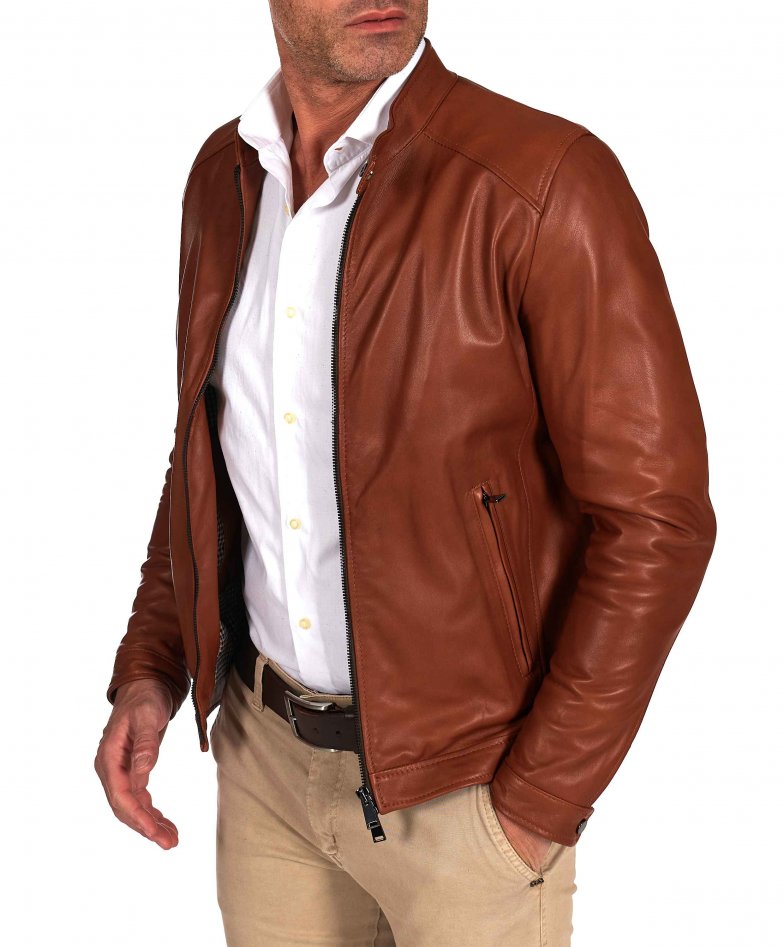 Lederfarben lederjacke glatte-effekt...
