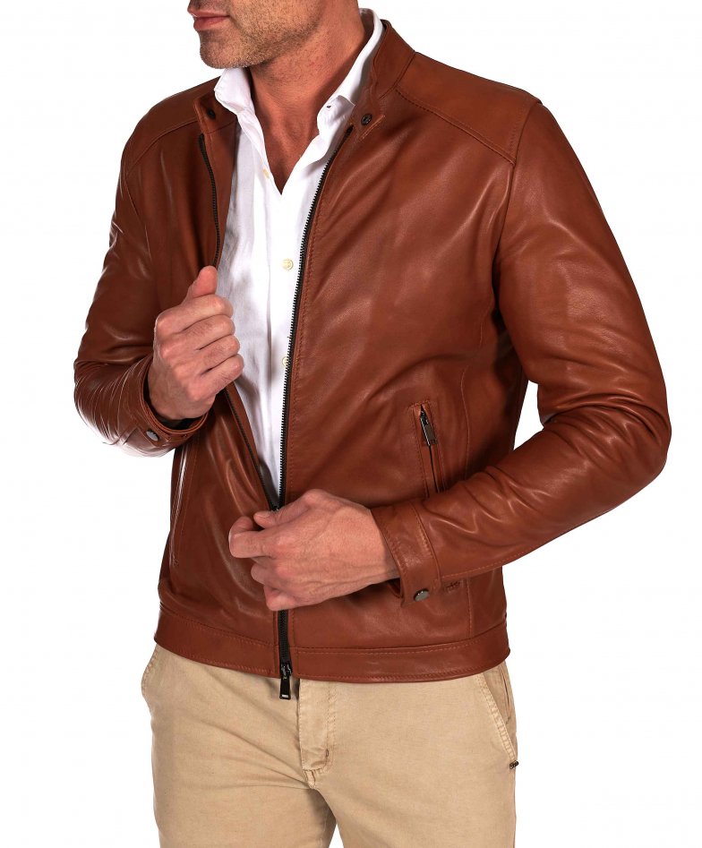 Lederfarben lederjacke glatte-effekt...