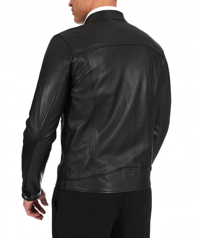 Schwarze leder biker jacke mit...