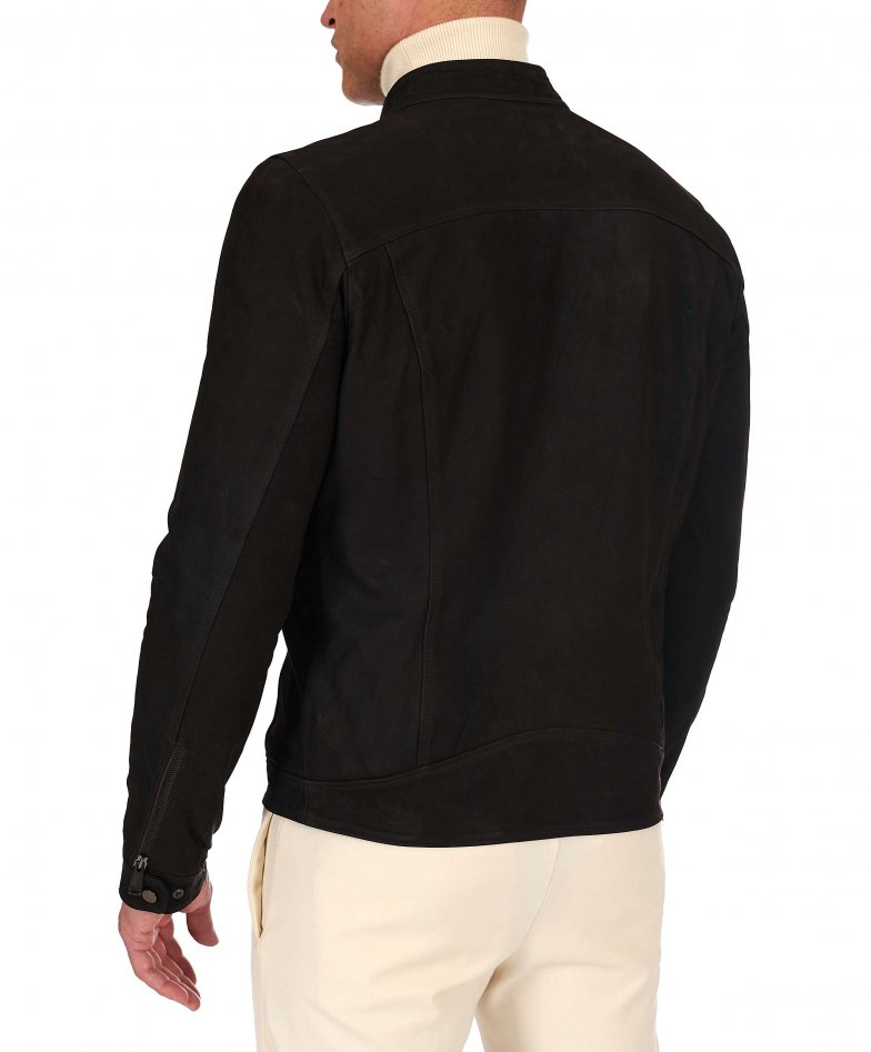 Dunkelbraune Nubuklederjacke mit...